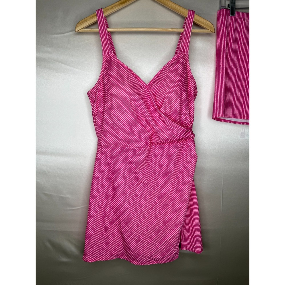 Isaac Mizrahi Live! Bridgehampton Printed Swim Dress Wavy Stripe,Reg 14 - Picture 3 of 13